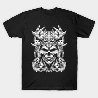 SKULL HEAD WARRIOR LINE ART - Dark Version T-Shirt